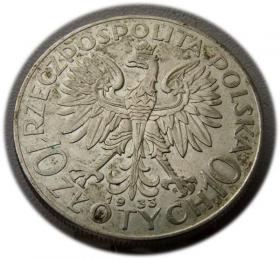 Obrazek 2 dla: 10 złotych 1933 Głowa Kobiety Warszawa