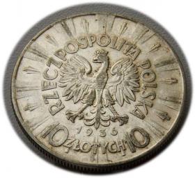 Obrazek 2 dla: 10 złotych 1936 Józef Piłsudski Warszawa