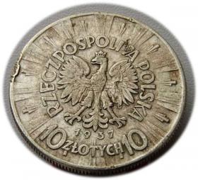 Obrazek 2 dla: 10 złotych 1937 Józef Piłsudski Warszawa