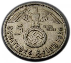 Obrazek 2 dla: 5 marek 1936 Paul von Hindenburg / swastyka Berlin