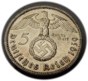Obrazek 2 dla: 5 marek 1939 Paul von Hindenburg / swastyka Berlin