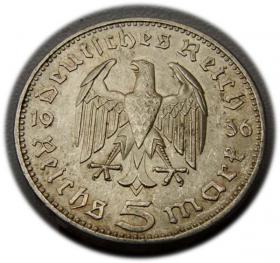 Obrazek 2 dla: 5 marek 1936 A Paul von Hindenburg / orzeł pruski Berlin