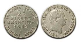 Obrazek dla: 2,5 grosza srebrnego 1852 Fryderyk Wilhelm IV Berlin