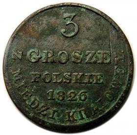 Obrazek dla: 3 grosze 1826 Mikołaj I Romanow Królestwo Polskie pod zaborem Warszawa