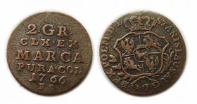 Obrazek dla: 2 grosze 1766 Stanisław August Poniatowski Warszawa