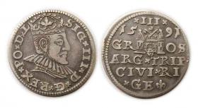 Obrazek dla: Trojak 1591 Zygmunt III Waza Ryga