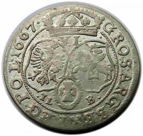 Obrazek 2 dla: Szóstak 1667 Jan Kazimierz Bydgoszcz