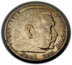 Obrazek dla: 5 marek 1936 G Paul von Hindenburg / orzeł pruski Karlsruhe