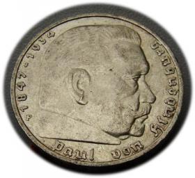 Obrazek dla: 5 marek 1935 F Paul von Hindenburg / orzeł pruski Stuttgart