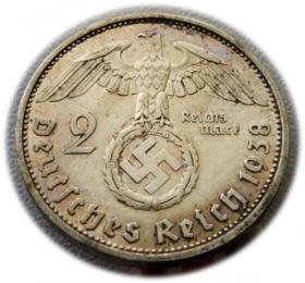 Obrazek 2 dla: 2 marki 1938 Paul von Hindenburg / swastyka Berlin