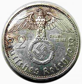 Obrazek 2 dla: 2 marki 1939 A Paul von Hindenburg Berlin