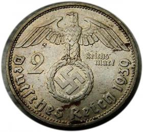 Obrazek 2 dla: 2 marki 1939 Paul von Hindenburg / swastyka Monachium