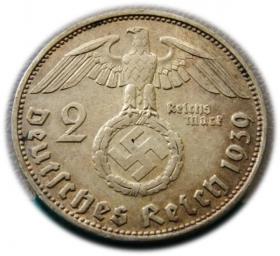 Obrazek 2 dla: 2 marki 1939 Paul von Hindenburg / swastyka Hamburg