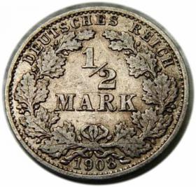 Obrazek dla: 1/2 marki 1908 A Berlin