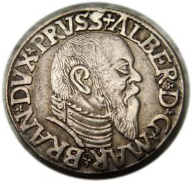 Obrazek dla: Trojak 1544 Albrecht Hohenzollern Księstwo Pruskie Królewiec