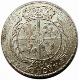 Obrazek 2 dla: Ort 1755 August III Sas Lipsk 