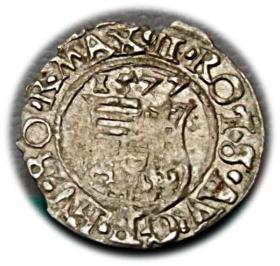Obrazek 2 dla: Denar 1577 Maksymilian II Habsburg Węgry