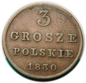 Obrazek dla: 3 grosze 1830 Mikołaj I Romanow Królestwo Polskie pod zaborem, Warszawa