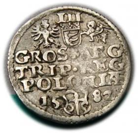 Obrazek 2 dla: Trojak 1582 Stefan Batory Olkusz