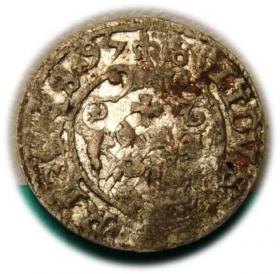 Obrazek 2 dla: Szeląg 1597 Zygmunt III Waza Ryga