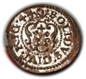 Obrazek 2 dla: Szeląg 1644 Krystyna Waza Ryga