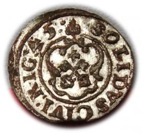 Obrazek 2 dla: Szeląg 1645 Krystyna Waza Ryga