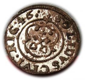 Obrazek 2 dla: Szeląg 1646 Krystyna Waza Ryga