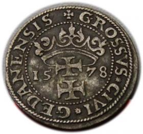 Obrazek 2 dla: Grosz 1578 Stefan Batory Gdańsk