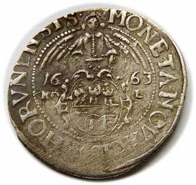 Obrazek 2 dla: Ort 1663 Jan Kazimierz Toruń