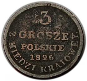 Obrazek dla: 3 grosze 1826 Królestwo Polskie pod zaborem Warszawa