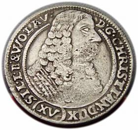 Obrazek dla: 15 krajcarów 1664 Chrystian Wołowski Księstwo Brzesko  Legnicko  Wołowskie Brzeg
