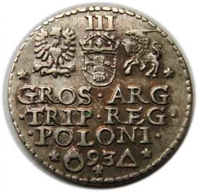 Obrazek 2 dla: Trojak 1593 Zygmunt III Waza Malbork
