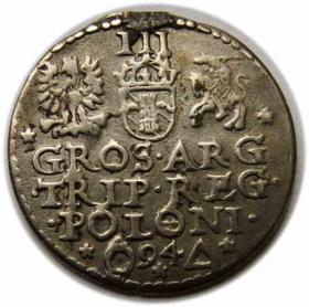 Obrazek 2 dla: Trojak 1594 Zygmunt III Waza Malbork