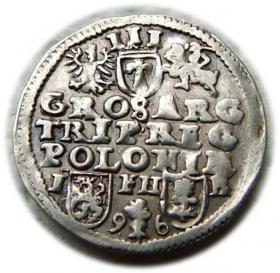 Obrazek 2 dla: Trojak 1596 Zygmunt III Waza Poznań