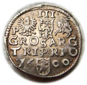 Obrazek 2 dla: Trojak 1600 Zygmunt III Waza Poznań