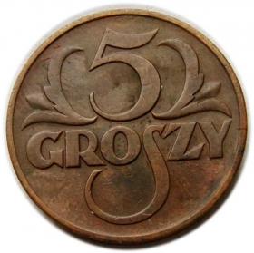 Obrazek dla: 5 groszy 1937 II RP Warszawa