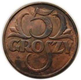 Obrazek dla: 5 groszy 1937 II RP Warszawa