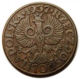 Obrazek 2 dla: 5 groszy 1937 II RP Warszawa