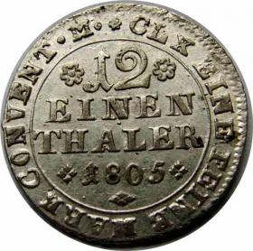 Obrazek dla: 1/12 talara 1805 Karol Wilhelm Ferdynand BrunszwikWolfenbüttel