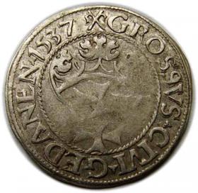 Obrazek 2 dla: Grosz 1537 Zygmunt I Stary Gdańsk 