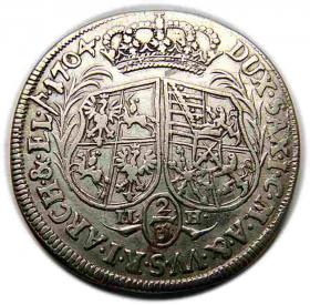 Obrazek 2 dla: 2/3 talara 1704 August II Mocny Drezno