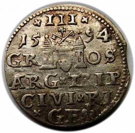 Obrazek 2 dla: Trojak 1594 Zygmunt III Waza Ryga
