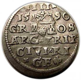 Obrazek 2 dla: Trojak 1590 Zygmunt III Waza Ryga