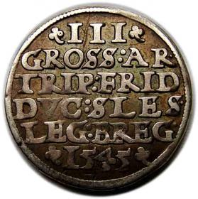 Obrazek 2 dla: Trojak 1545 Fryderyk II Legnicki Księstwo Legnicko  Brzesko  Wołowskie Brzeg 