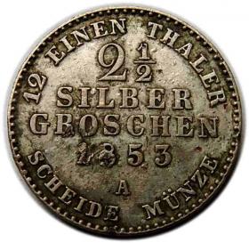 Obrazek dla: 2 1/2 srebrnego grosza 1853 Fryderyk Wilhelm IV Prusy Berlin