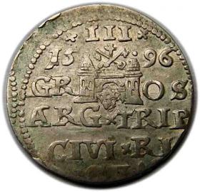 Obrazek 2 dla: Trojak 1596 Zygmunt III Waza Ryga