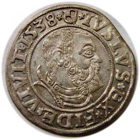 Obrazek dla: Grosz 1538 Albrecht Hohenzollern Księstwo Pruskie Królewiec