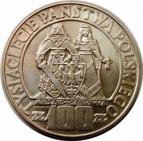 Obrazek dla: 100 złotych 1966 Mieszko i Dąbrówka PRL