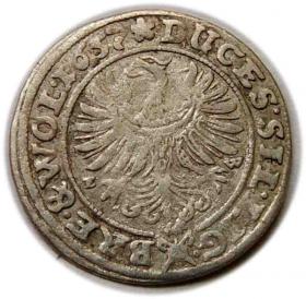 Obrazek 2 dla: 3 krajcary 1657 Jerzy III, Ludwik IV, Chrystian Księstwo Brzesko Legnicko Wołowskie Brzeg