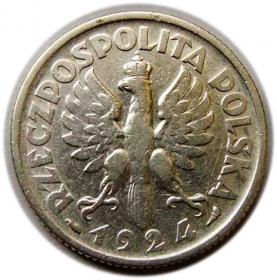Obrazek 2 dla: 1 złoty 1924 II RP Kobieta z kłosami Paryż 